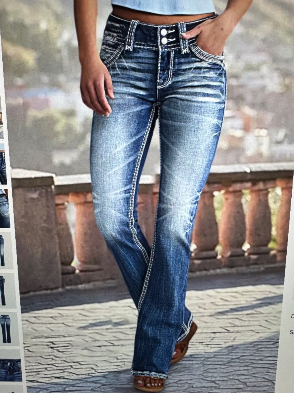 Flamingals 90s Vintage Slant Pocket Mid Waist Bootcut Jeans Navy Blue L-NWT